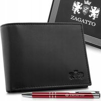 Portfel męski skórzany czarny rozbudowany skóra naturalna RFID ZAGATTO