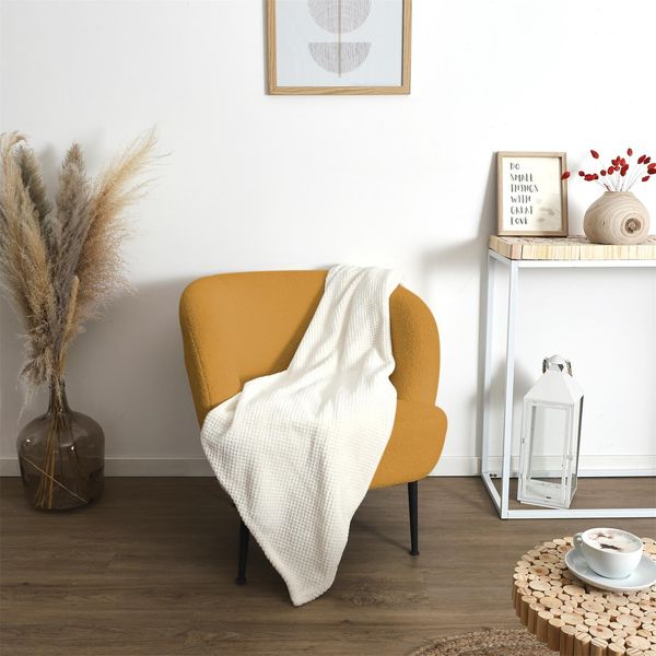 Koc/ Pled Honeycomb kremowy 120x150cm zdjęcie 5