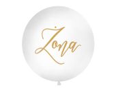 Balon lateksowy "Żona", 100 cm, biały z nadrukiem złotym [balon na hel]