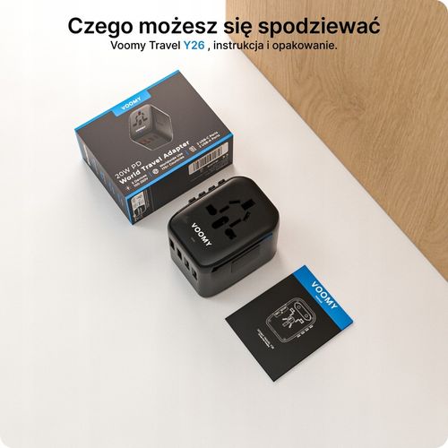 Wtyczka światowa VOOMY - 170+ krajów, 20W, 2 USB-C & 2 USB-A, Czarna na Arena.pl
