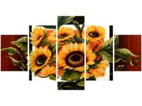 80CM 150CM OBRAZ 5 ELEM BUJNE SŁONECZNIKI ŚCIENNY