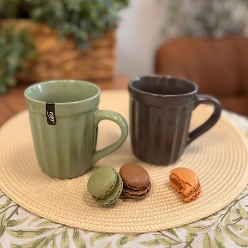 Kubek kamionkowy ryflowany filiżanka 330 ml ciężki do kawy herbaty wrzosowy na Arena.pl