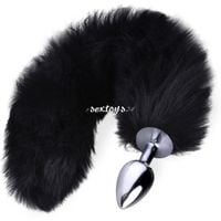 KOREK ANALNY Lisia Kitka STAL SZLACHETNA CZARNY