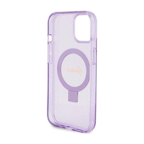Guess Ring Stand Script Glitter MagSafe - Etui iPhone 15 (fioletowy) na Arena.pl