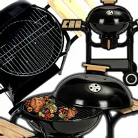 Grill Ogrodowy węglowy na brykiet Zamykany BBQ PRZENOŚNY Z POKRYWĄ 43x43 cm