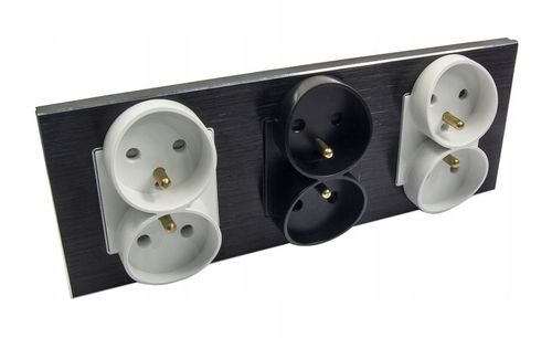 GNIAZDO PODWÓJNE SZKLANE GNIAZDKO Z BOLCEM CZARNE B-LINE ELEKTRYCZNE SZKŁO na Arena.pl