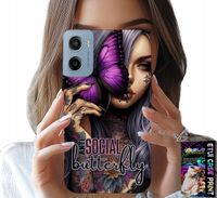 ETUI DO MOTOROLA E15 / G05 - ANTI SOCIAL BUTTERFLY RÓŻOWY MOTYL + FOLIA