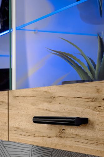 Pan Igiełka - Meblościanka do Salonu LED RGB Biały Dąb Wotan, Zestaw Mebli na Arena.pl