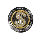 Czarny Młynek do Tytoniu Grinder Metalowy z Złoto Srebrnym Dolarem $