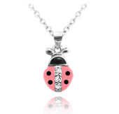 MINET Naszyjnik srebrny RÓŻOWA BIEDRONKA z cyrkoniami