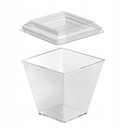 Pucharki plastikowe do deserów i przekąsek 200 ml kwadrat z pokrywką 50szt na Arena.pl