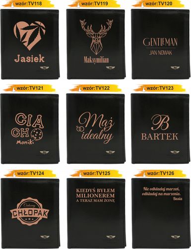 Portfel męski skórzany czarny GRAWEROWANY prezent dla kierowcy twój napis na Arena.pl