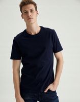 GRANATOWY KLASYCZNY T-SHIRT KOSZULKA GŁADKA BAWEŁNA DEFACTO XS