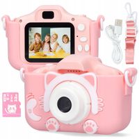 APARAT CYFROWY DLA DZIECI KOTEK RÓŻOWY FULL HD 12 MPX KARTA SD 32GB XTECH