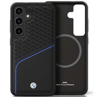 Etui BMW Leather Textured and Smooth MagSafe do Samsung Galaxy S25 czarny