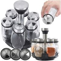 Organizer na przyprawy obrotowy przyprawnik pojemniki szklane 6 sztuk