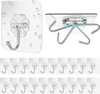 Zestaw 20 Haczyków Samoprzylepnych Stal Nierdzewna do 10kg Przezroczyste