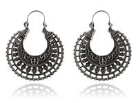 KOLCZYKI OKSYDOWANE SREBRNE AŻUROWE KÓŁKA WACHLARZ