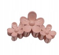 Piękna spinka klamra akrylowa trzy kwiatki pudrowy róż 11cm