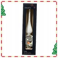 Szklany Szpic Dekorowany 31 cm Czubek na Choinkę z Ptakiem Biały