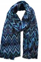 Diamond - modny szalik dwustronny zygzaki niebieski 01 90cm x 180cm