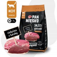 Pan Mięsko karma sucha dla kota CIELĘCINA z KACZKĄ Średnie chrupki M 5kg