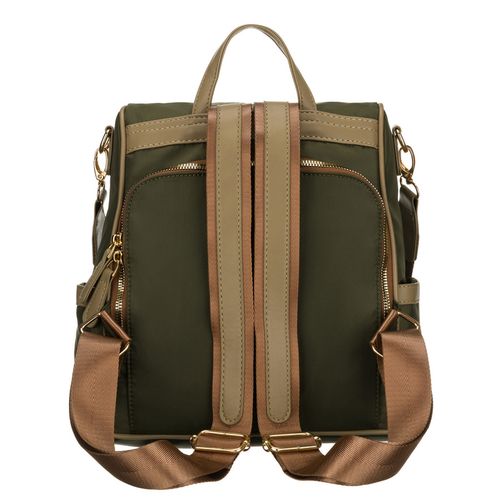 zielony, miejski plecak damski z nylonu i skóry ekologicznej z doczepianym na Arena.pl