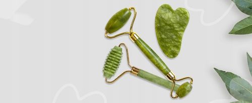 3w1 Masażer do twarzy KAMIEŃ GUA SHA z jadeitu zestaw roller wałek masażu na Arena.pl