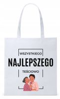 Dla Teściowej Mamy Prezent Torba Eco Biała Shopper Z Nadrukiem Ze Zdjęciem