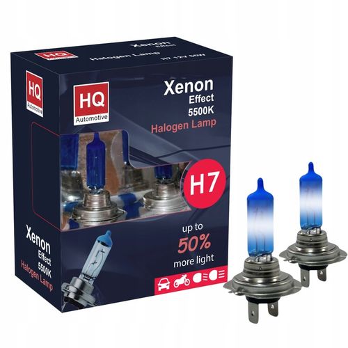 ŻARÓWKI H7 12V 55W XENON EFFECT HQ AUTOMOTIVE 5500K SUPER ZIMNE BIAŁE +50% na Arena.pl