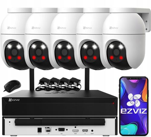 Zestaw Monitoringu WiFi 4 Kamer Obrotwych 5MPx EZVIZ Zewnętrzny Dual Light na Arena.pl