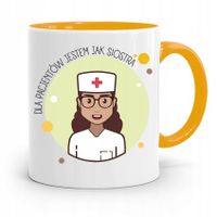 Kubek Żółty Prezent Dla Pielęgniarki Jak Siostra Z Nadrukiem Ze Zdjęciem