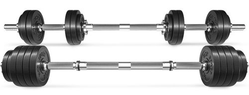 Hantle żeliwne 2x15kg zestaw z przedłużanym gryfem ryflowanym + na Arena.pl