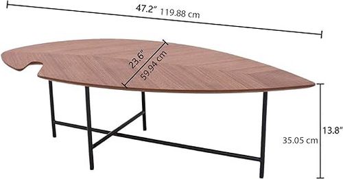 Stolik kawowy w krztałcie liścia orzech 60x120 cm na Arena.pl