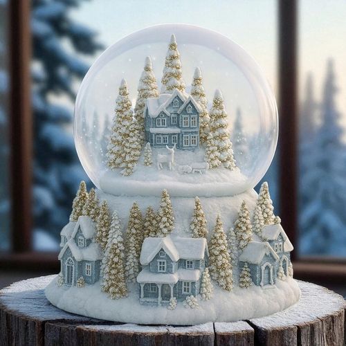 Śnieżna szklana Kula Z Pozytywką Świąteczna zimowe miasto dekoracja choinki na Arena.pl