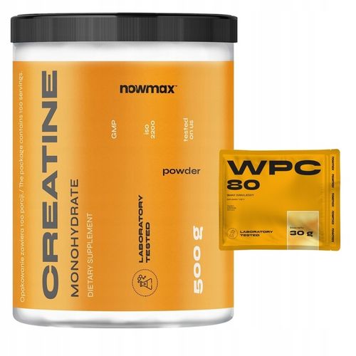 nowmax KREATYNA MONOHYDRAT CREATINE MONOHYDRATE 500 g SIŁA POMPA + WPC na Arena.pl