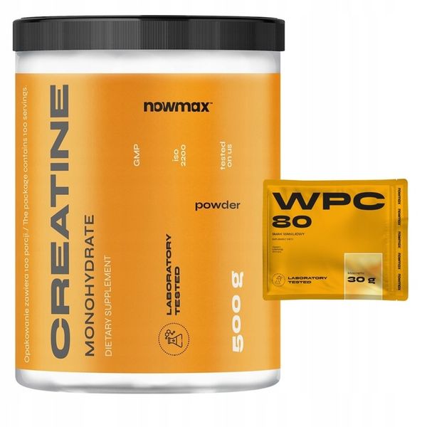 nowmax KREATYNA MONOHYDRAT CREATINE MONOHYDRATE 500 g SIŁA POMPA + WPC zdjęcie 2