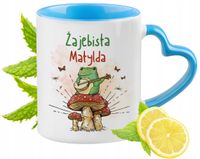 Dla Matyldy Kubek Błękitny Z Uszkiem W Kształcie Serca Na Prezent Na Kawę