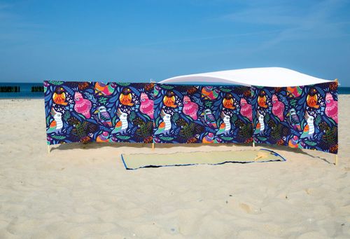 PARAWAN PLAŻOWY Kolorowe ptaki z indywidualnym napisem 5 PANELI 39.5 na Arena.pl