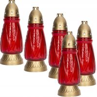 Znicze Szklane 29cm Czerwone Bispol 4057-1 z wkładem - 5 sztuk