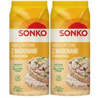 Sonko Wafle ryżowe z nasionami słonecznika 130 g (14 sztuk) x 2 sztuk