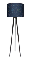 Lampa podłogowa - trójnóg drewniana duża - Galaktyka (granatowa)