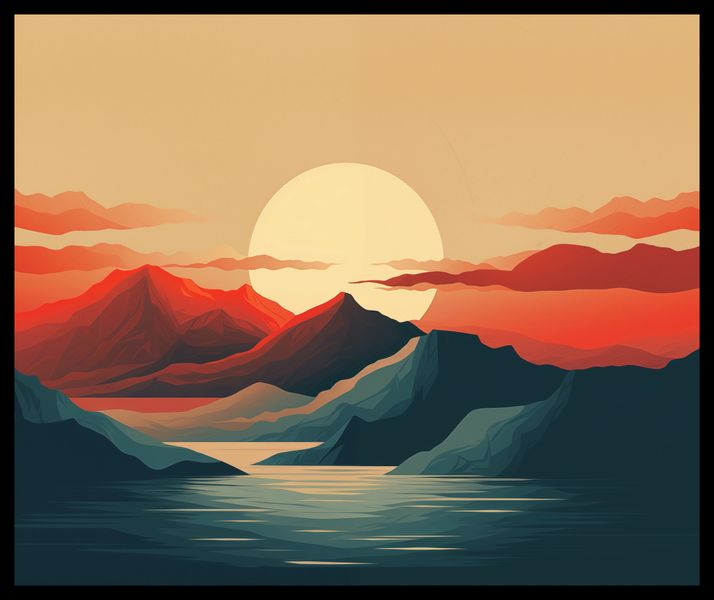 Plakat 60x50cm Zachód Słońca nad Górami zdjęcie 2