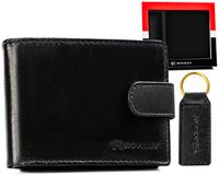 zestaw prezentowy: skórzany portfel męski i brelok - rovicky