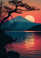 Plakat 39,5x55cm Góra Wieczorem