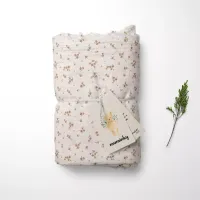 Otulacz Muślinowy | Kocyk 120x120 cm | Little brown flowers