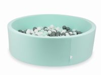 Suchy basen miętowy 130x40 z piłeczkami 700 sztuk (białe, szare, jasnomiętowe)