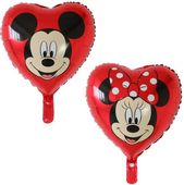 Balon foliowy serce czerwone Myszka Miki i Minnie, 45 cm (luz)