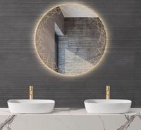 LUSTRO OKRĄGŁE LED FI60cm WZÓR  J02 WŁĄCZNIK DOTYKOWY PIASKOWANE ŁAZIENKOWE Z PODŚWIETLENIEM