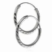 ELEGANCKIE SREBRNE KOLCZYKI KOŁA KÓŁKA KÓŁECZKA 1,4CM Z DIAMENTOWANY WZÓR